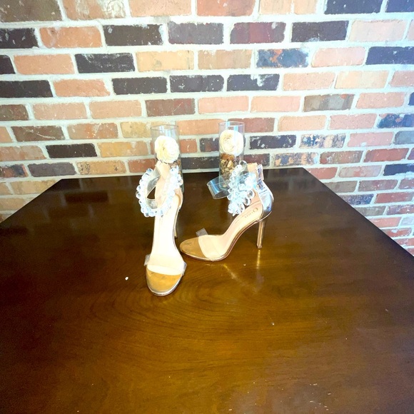 💎💎Olivia Ferragamo Rose Gold Heel Crystal Embellishments & Clear Straps Sz 8💎 - Picture 6 of 11